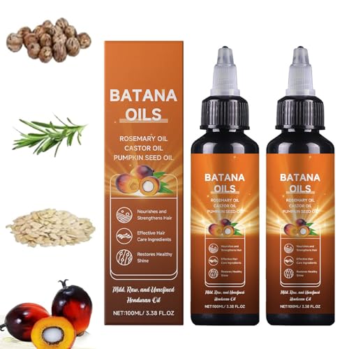 Batana Oil for Hair, 4-in-1 Liquid Batana Oil, with Rosemary, Pumpkin Seed Oil, Castor Oil, for Men and Women, Prevents Dry Hair & Hair Loss for All Hair Types (2Pcs)