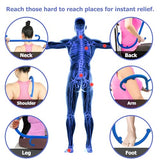 Cubetoou Manual Back Massager Handheld, Trigger Point Massager Tool, Blue Back Massager Stick for Pain Relief Deep Tissue, Self Manual Neck and Back Massager Stick