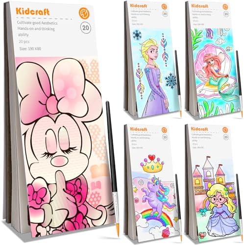 Paint with Water Coloring Books for Kids - 5 Pack, Pocket Mess Free Watercolor Painting Kit, Water Color Paint Set Arts and Crafts Gift for Girls Ages 4 5 6 7 8+, Travel Activity Toy