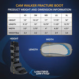 United Ortho USA14007 Cam Walker Fracture Boot, Large, Black