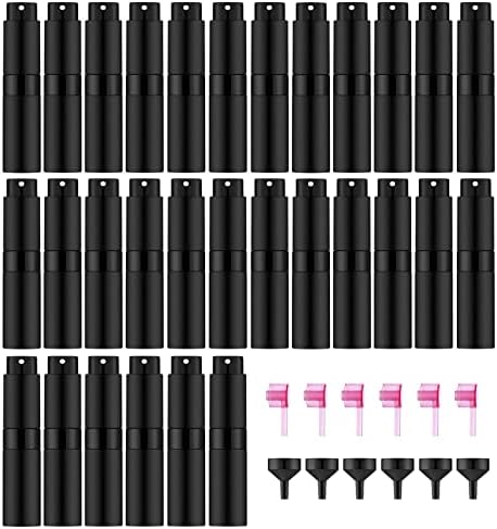 30 PCS/8ML Portable Atomizer Perfume Bottles, Mini Empty Refillable Cologne Spraye Bottle, Pocket Travel Perfume Liquid Sprayer (Matte Black)