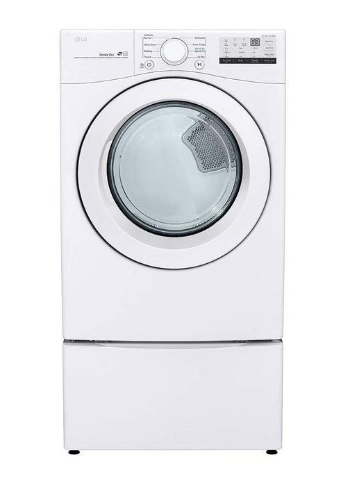 LG 7.4 Cu. Ft. Vented Stackable Electric Dryer in White with Sensor Dry