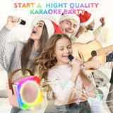 BAYSING Karaoke Machine for Kids, Portable Bluetooth Speaker with 2 Wireless Microphones, Mini Karaoke Machine with LED Light, Ideal Christmas, Birthday Toys Gift for 4, 5, 6, 7, 8, 9 Years Girl, Boy