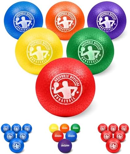 GoSports Inflatable Dodgeballs - Choose 5 Inch or 7 Inch No Sting Balls - Set of 6 Includes Ball Pump & Mesh Bag