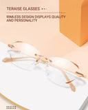 TERAISE Frameless Reading Glasses For Women With Blue Light Blocking,Fashion Diamond (1.5 x) Cutting Rimless Eyeglasses