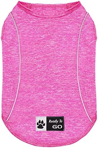 KYEESE Dog Shirt Soft Breathable Stretchy Dog T-Shirt with Reflective Strip Safety for Night Walking Tank Top Vest Puppy Shirt, Rose Red, M