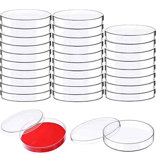 30 Pack Plastic Petri Dishes with Lids,90 x 15mm Bioresearch Sterile Petri Dish,Culture Dishes for School Science Projects,Seeding,Storage,Biological Themed Party