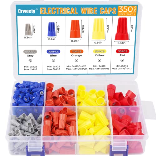 350pcs Electrical Wire Connectors Nuts Colorful Wire Caps Kit Twist Caps Nuts Assortment for Quick Connection