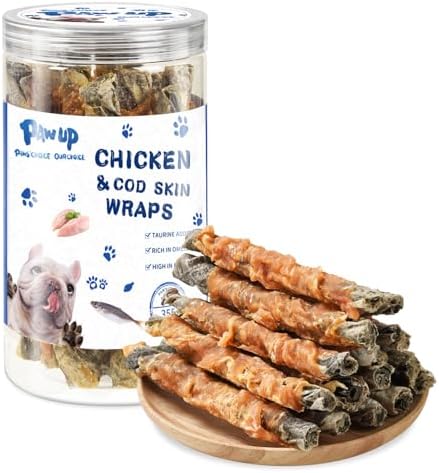 Dog Treat Chicken Wrapped Cod Skins, Training Treat for Small Dog, Healthy Chews w/Taurine, High Protein and Omega3, 12.5 oz