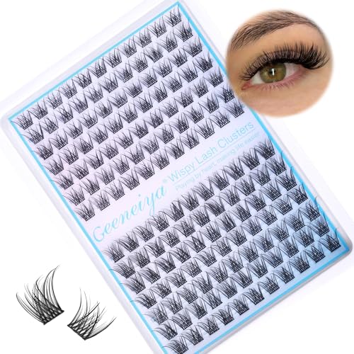 Short Lash Clusters Wispy C Curl Eyelash Clusters 10-12MM Individual Eyelashes Natural Cluster Eyelash Extensions Natural Looking Cluster Lashes by Geeneiya（154PCS, C Curl, 10-12mm)