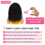 Fynokeh Wear and Go Glueless Wigs Human Hair Pre Plucked Pre Cut 6x4 Hd Lace Closure Wigs Human Hair 20 Inch Kinky Curly Human Hair Wig 250% Density Ready to Wear Glueless Wigs Natural Black