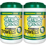 Simple Green Professional Grade Heavy-Duty Cleaning and Degreasing Towels, All-Purpose Cleaning Wipes, 75 count (Pack of 2)