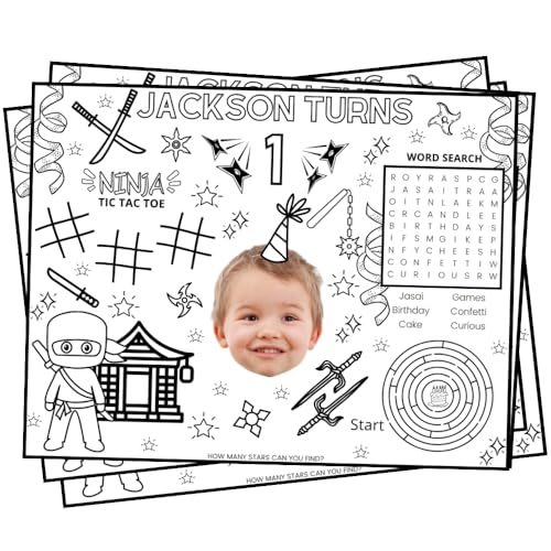 Personalized Ninja Birthday Coloring Placemats, Kids Activity Paper Table Mats, Custom Ninja Party Decorations, Ninja Table Settings, Samurai Party Favors For Girls And Boys, Ninja Dojo