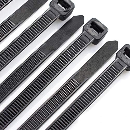 Cable Zip Ties Heavy Duty 8 Inch, Ultra Strong Plastic Wire Ties with 80 Pounds Tensile Strength, 100 Pieces, Nylon Tie Wraps with 0.24 Inch/6mm Width in Black & White, Indoor and Outdoor UV Resistant