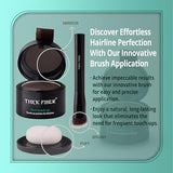 THICK FIBER Root Touch Up Powder, Root Cover Up Hairline Powder for Thin Hair - Water & Sweat Resistant Hair Loss Concealer Set with Hair Powder for Thinning Hair Women, Includes Brush (Dark Brown)