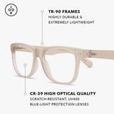 LOOK OPTIC Sullivan Reader - Stylish Unisex Ultra-lightweight Reading Glasses with Scratch-Resistant, Prescription-Quality (Full Magnification - Not Progressives) (Taupe, 2.00, multiplier_x)