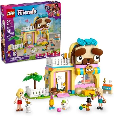 LEGO Friends Pet Accessories Shop Pretend Play Set - Building Toy for Kids, Girls and Boys, Ages 6+ - with 3 Minidolls, Toy Dog, Cat, & Rabbit - Gift Idea for Birthday - 42650