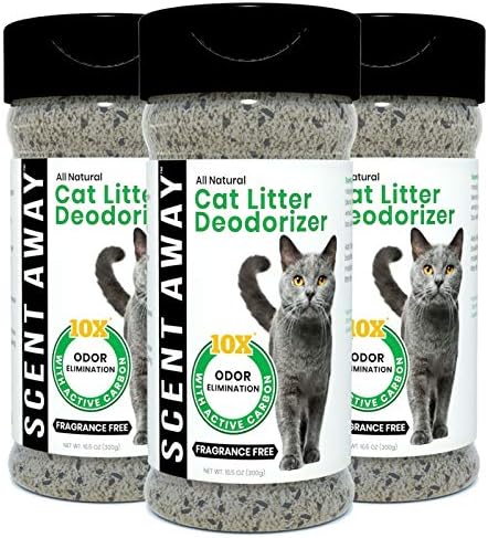Cat Litter Deodorizer | Litter Box Odor Eliminator | Fragrance-Free with Active Carbon | Eliminates Cat Odors and Smells to Keep Your Home Fresh and Clean (Pack of 3)