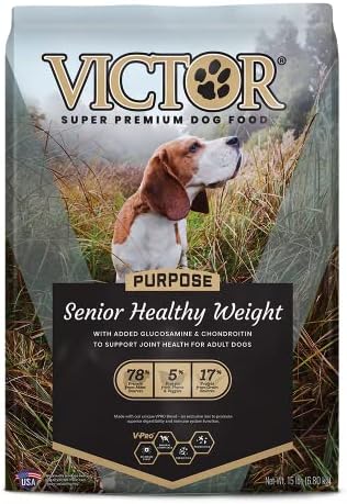 Victor Super Premium Dog Food – Purpose - Senior Healthy Weight – Gluten Free Weight Management Dry Dog Food for Senior Dogs with Glucosamine and Chondroitin, for Hip and Joint Health, 15lbs