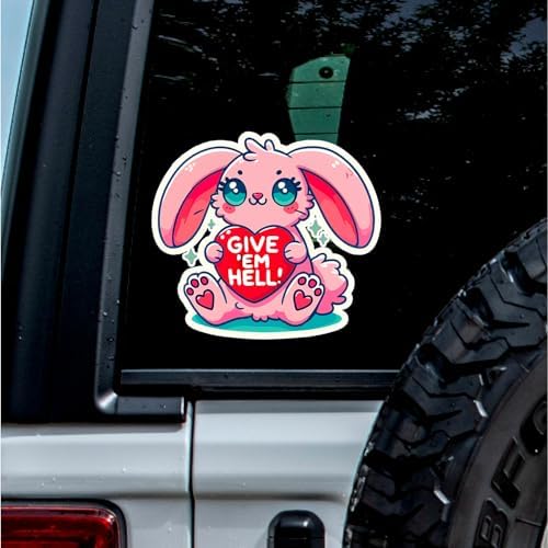 Give Em Hell Sticker Decal | Premium Grade Vinyl Decal for Cars, Laptops, Water Bottles, and More | Gift Idea for Motivational Quotes Lovers and Hellraisers | Durable & Waterproof Design h11