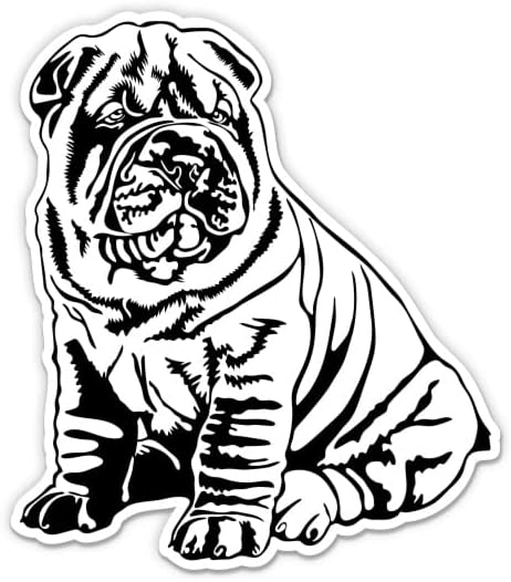 Sharpei Stickers - 2 Pack - Waterproof Vinyl for Car, Phone, Water Bottle, Laptop - Shar Pei Dog Decals (2-Pack)