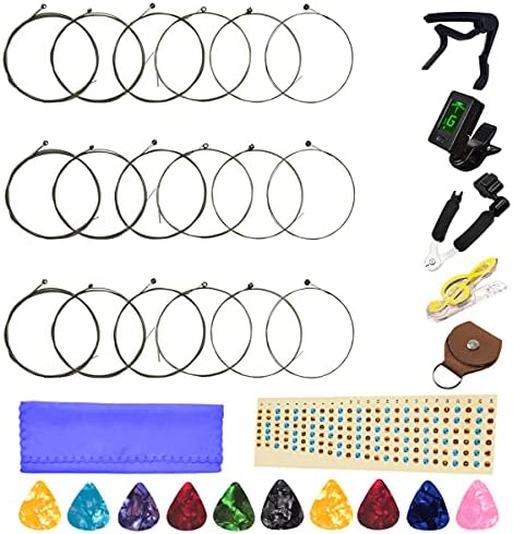 Electric Guitar Strings 3 Full Sets and Guitar Tuner Guitar Restringing Tool Guitar Capo Guitar Picks and Other useful tools