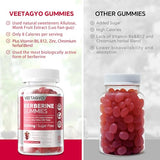 VEETAGYO Berberine Supplement Gummies 1500mg,AMPK Activators with Chromium,Cinnamon,Plays a Role in The Breakdown of Glukose,The Synthesis of ATP,Faster Metabolism, Vegan,Sugar Free,120 Count
