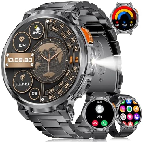 LIGE Smart Watches for Men with 1.85" Screen, 730mAh Battery Fitness Tracker with Flashlight/Make/Answer Call/120Sports Mode/Sleep Monitoring/Heart Rate Monitoring, iOS Android waterproof Sports Watch