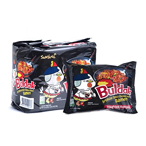 Samyang Buldak Hot Chicken Spicy Ramen Korea Instant Packaged Noodles,4.94 oz,Original,5 Pack