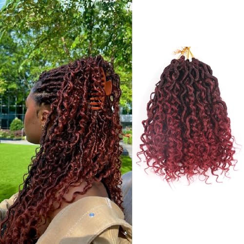 Goddess Locs Crochet Hair 8 Inch 7 Packs Curly Faux Locs Crochet Hair River Locs Crochet Hair for Black Women Crochet Braids with Curly Ends (8 Inch,Tbug)