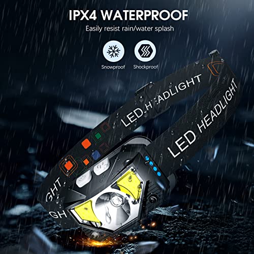 LHKNL Headlamp Flashlight, 1200 Lumen Ultra-Light Bright LED Rechargeable Headlight with White Red Light,2-Pack Waterproof Motion Sensor Head Lamp,8 Mode for Outdoor Camping Running Hiking Fishing