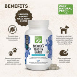 Only Natural Pet Brewer's Yeast & Garlic Chewables - All-Natural Flea & Tick Prevention for Dogs - Fortified with B Vitamins - Promotes Healthy Skin & Coat - 300 Count Tablet (2 Pack)