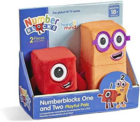 hand2mind Numberblocks One & Two Playful Pals Plush, Numbers for Toddlers, Preschool Math Learning Toys, Stuffed Animal Plushies, Counting Blocks Stuffies, Kids Birthday Gifts, Easter Basket Stuffers