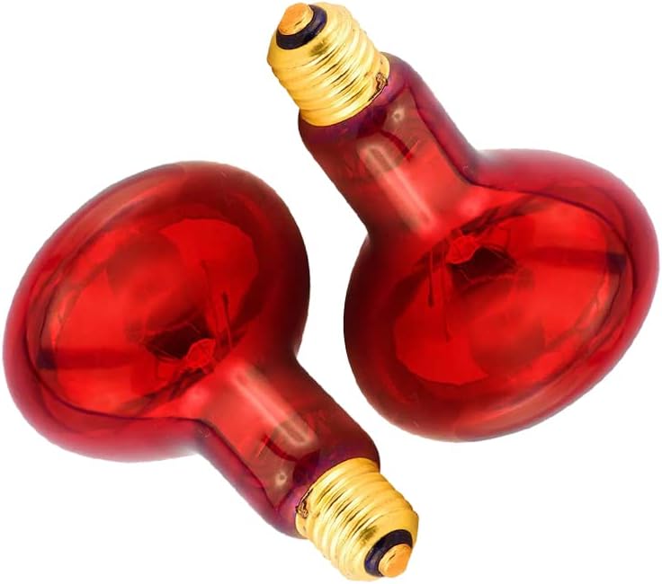 2 Pack Heat Lamp Bulb R95 75 Watt Red Infrared Glass Lamp Bulb for Food Service, Brooder Bulb, Chicks, Pet, Bathroom, Light Therapy, Reptiles and Amphibian