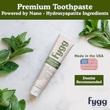 Fygg Fluoride Free Toothpaste, Nano Hydroxyapatite (Mild Mint) | Dentist Recommended - for Remineralizing, Whitening, & Sensitive Teeth - Premium Tooth Paste for Adults & Kids Oral Care (4oz)