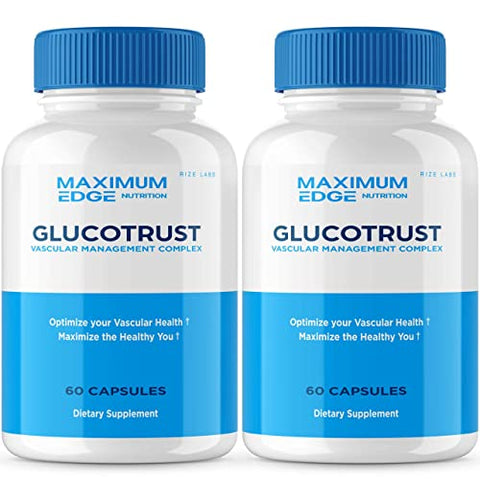 (2 Pack) Glucotrust Capsules - Gluco Trust Supplement Pills Reviews Advanced Gluctrust Tablets Balance Max Formula Complex Blend Edge (120 Capsules)