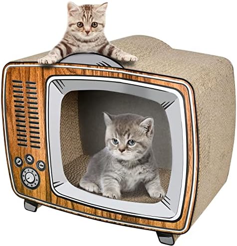 FluffyDream TV Cat Scratcher Cardboard Lounge Bed, Cat Scratching Board, Durable Board Pads Prevents Furniture Damage