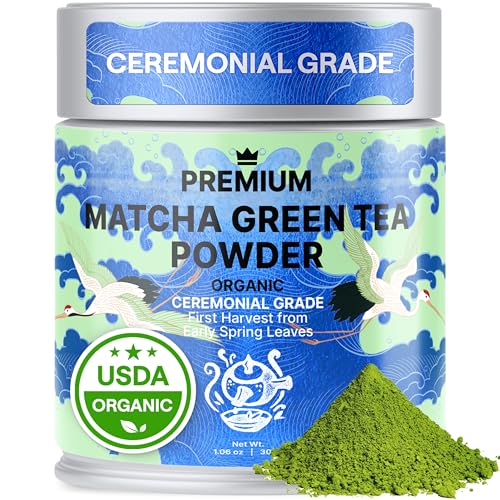 Matcha Set with Ceremonial Grade Matcha & Coconut Milk Powder – Sugar Free Macha Latte Powder – Alternative to Coffee & Green Tea