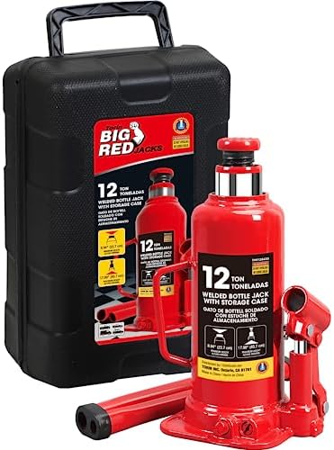 Big Red Hydraulic Bottle Jack with Carrying Case, 12 Ton (24,000 lb) Capacity,T91213