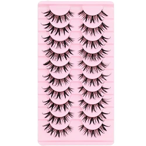 10 Pairs Manga lashes Natural Style Manhwa Eye Makeup 16mm Spiky Eye lashes Extension Cosplay Party Makeup Eyelashes (05)