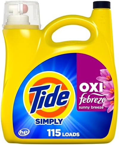 Tide Simply Oxi Boost + Febreze Odor Defense, 162 fl oz, 115 Loads, Tough on Stains and Odors, Febreze Sunny Breeze Scent