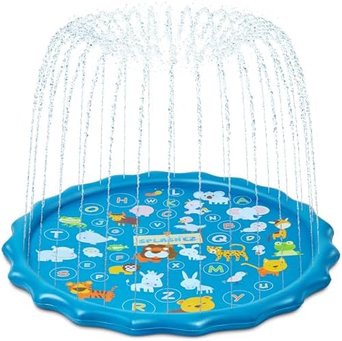 SplashEZ 3-in-1 Splash Pad, Sprinkler for Kids & Baby Pool for Learning – Toddler Sprinkler Pool, 60’’ Outside Water Toys – “from A to Z” Outdoor Play Mat for Babies & Toddlers