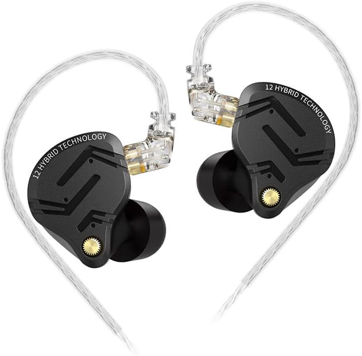 KZ ZS12 PRO X in Ear Monitor IEM Headphones,1DD+5BA Hybrid Wired Gaming Earbuds,KZ in Ear Monitor Gaming Earbuds Earphones,in Ear Headphones with 2PIN Cable for Audiophile (Dark Black, NO Microphone)