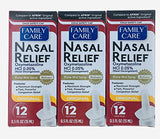 FAMILY CARE Nasal Relief Pump Mist Spray .5OZ [ Pack of 3 ]