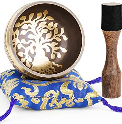 Hihealer Tibetan Singing Bowls, Meditation Sound Bowls Handcrafted in Nepal for Yoga, Chakra Healing, Mindfulness Self Care Spiritual Gifts for Women and Men (Blue, 4 inch)