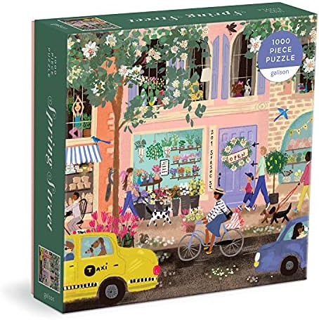 Spring Street 1000 Piece Puzzle in a Square Box from Galison - 1000 Piece Puzzle for Adults, Beautiful Illustrations from Joy Laforme
