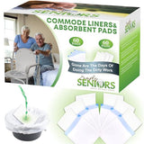 Commode Liners with Absorbent Pads - 60 Bedside Commode Liners & Pads - Portable Toilet Bags for Porta Potty & Camping - No More Days Washing The Bucket of The Commode Chair for Toilet with Arms