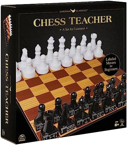Spin Master Games, Cardinal Classics Chess Teacher, Learn to Play Strategy Board Games for Beginners, Chess, 2 Players, for Kids Ages 8 & Up