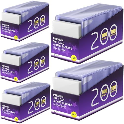 1000 Card Sleeves Top Loads for Cards, Toploads for Cards, Baseball Card Sleeves Hard Plastic, 3" x 4" Baseball Card Protectors, Trading Card Sleeves Card Holder (500 Hard Sleeves + 500 Clear Sleeves)
