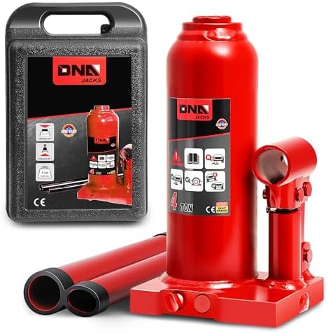 DNA MOTORING 4 tons / 8818.5 lbs Lifting Automotive Welded Hydraulic Bottle Jack for Repair Vehicle, Pickup, Truck, w/Manual Handle, Red,TOOLS-00352
